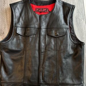 Men's Black Leather Vest